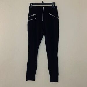 NBD Revolve Black High Rise Zip Front Stretch Leggings Sz Small